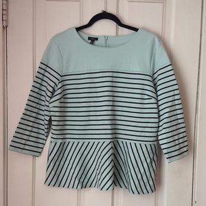 Teal Striped Peplum Top Talbots NWT